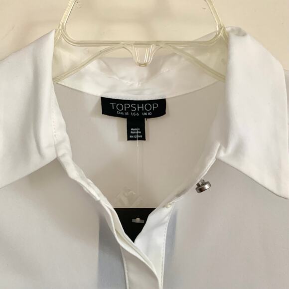 Topshop Pocket Detail Button Down Shirt in White - Picture 9 of 13